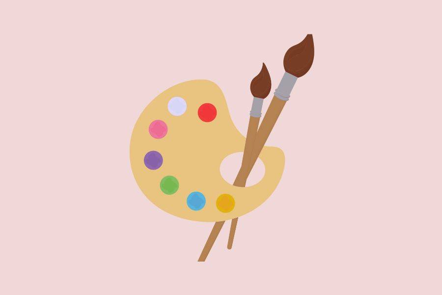 Paint palette and paint brush