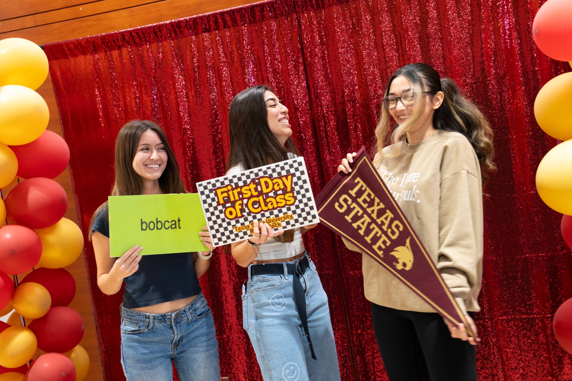 Texas State University students on their first day of class.