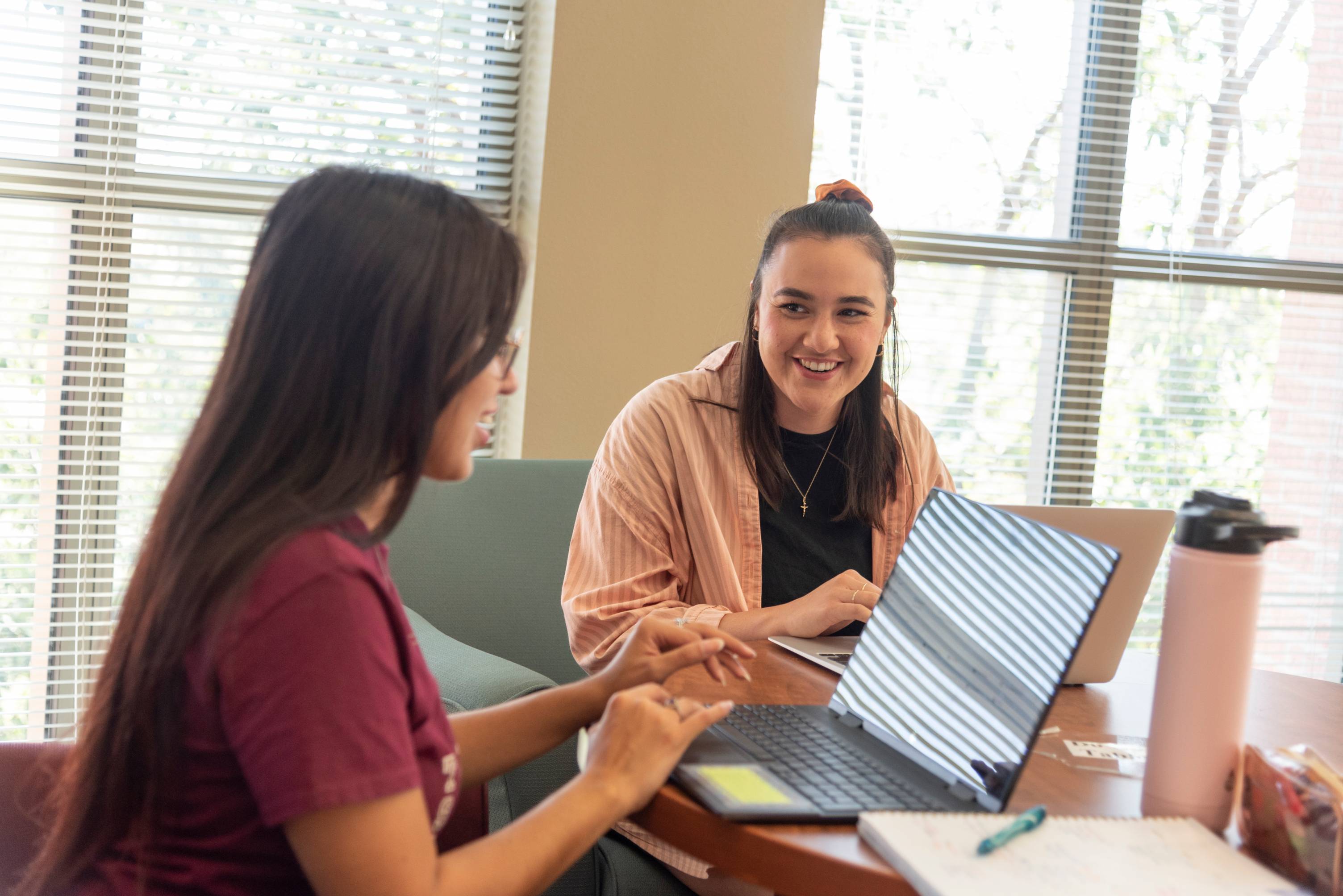 two students working together