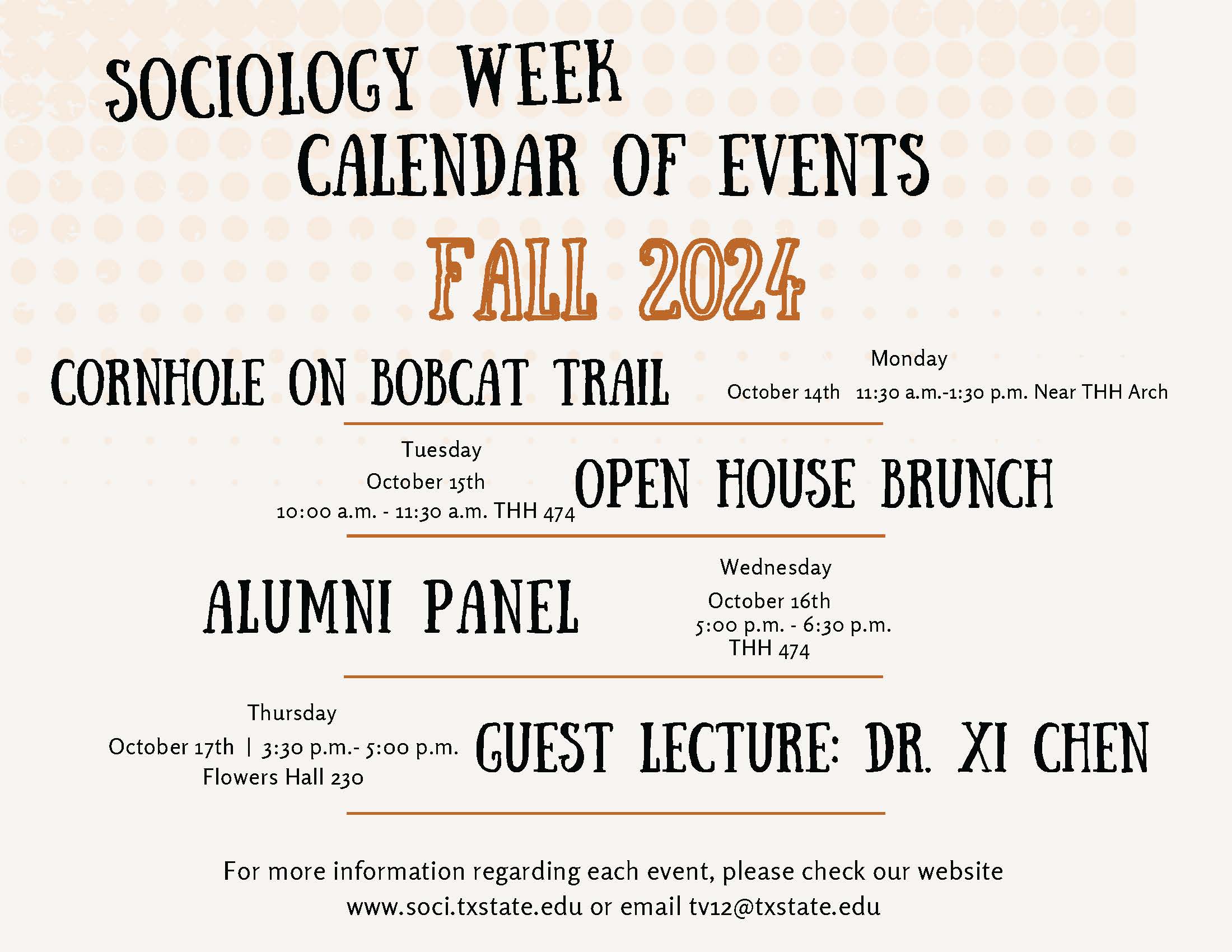 a flier of upcoming sociology week events (see calendar)