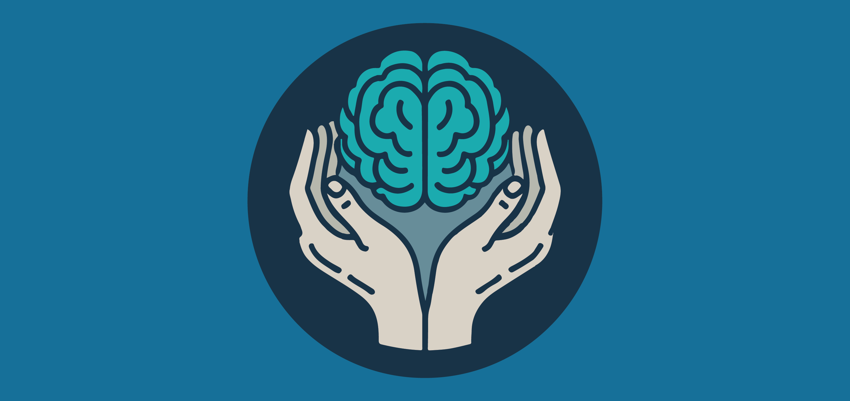 An illustration of a hand holding a brain.