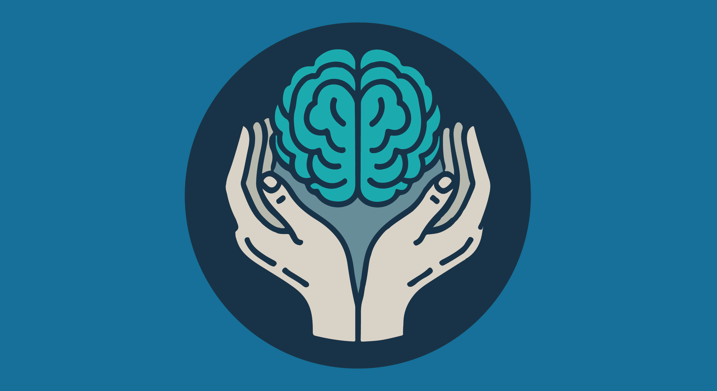 An illustration of a hand holding a brain.