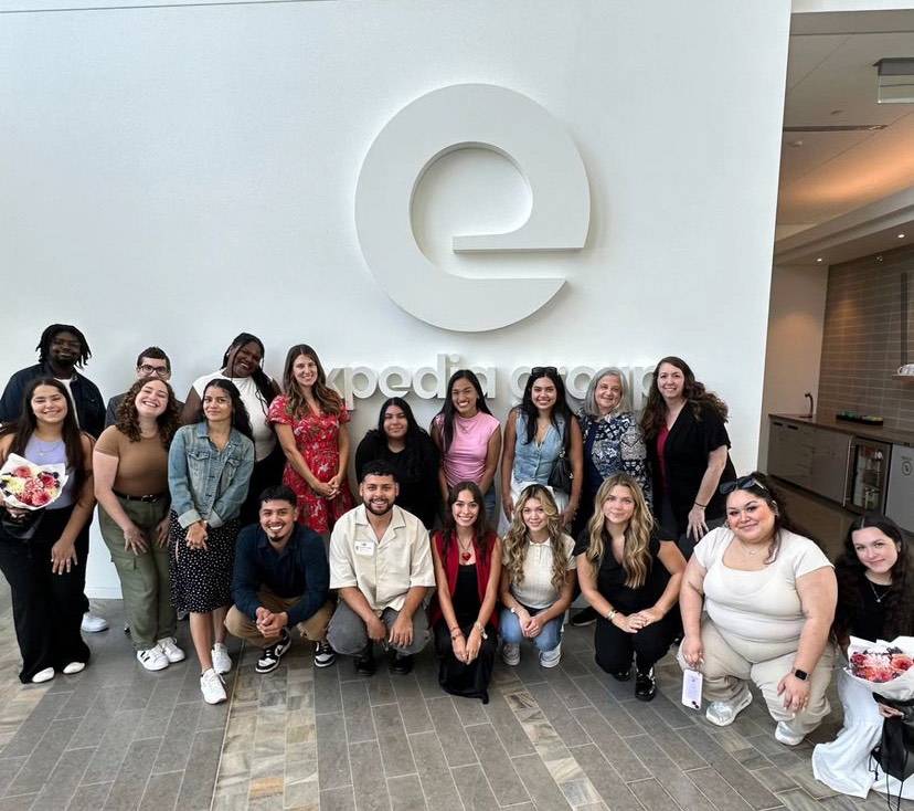 group of students at expedia headquarters