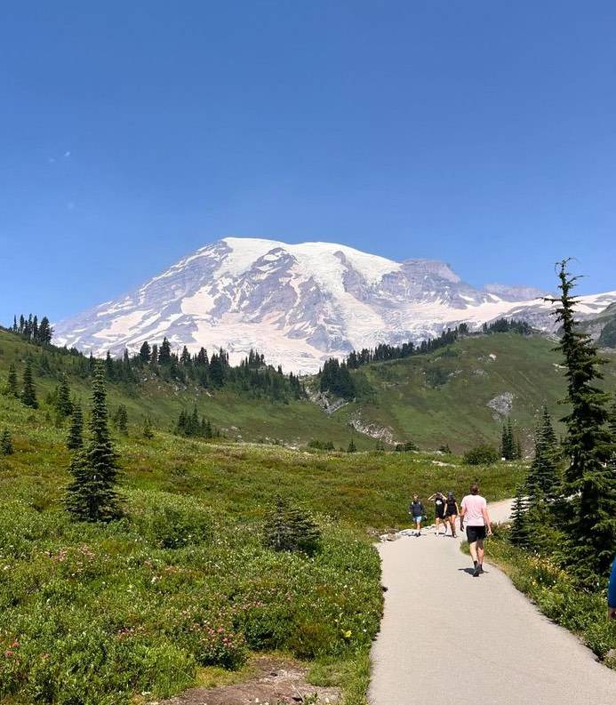 outdoor photo of mount Rainer in the distance