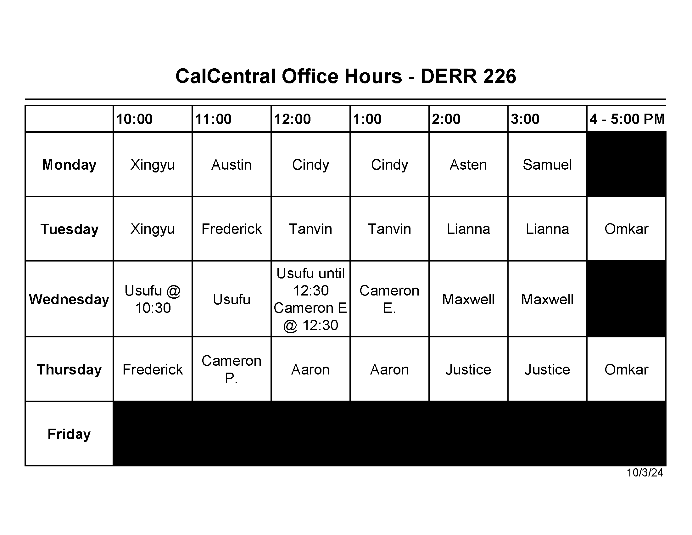 CalCentral Office Hours