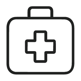 A briefcase icon with a Red Cross symbol, meant to represent the STEM and Healthcare Workforce priority.