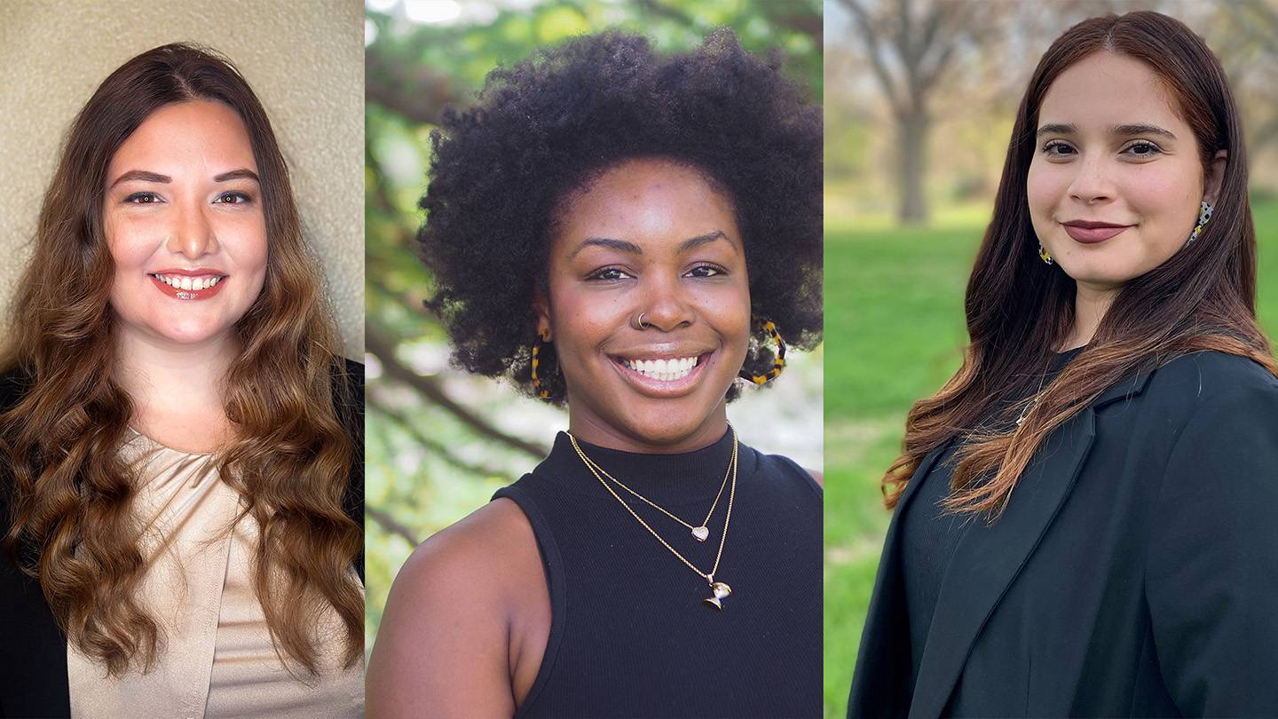 Headshots of Theresa De Cree (left), Kelsey Fox, and Ivanna Robledo.