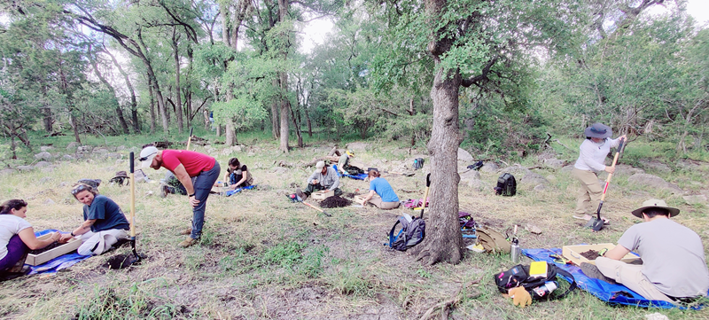 Archeology students in the field 