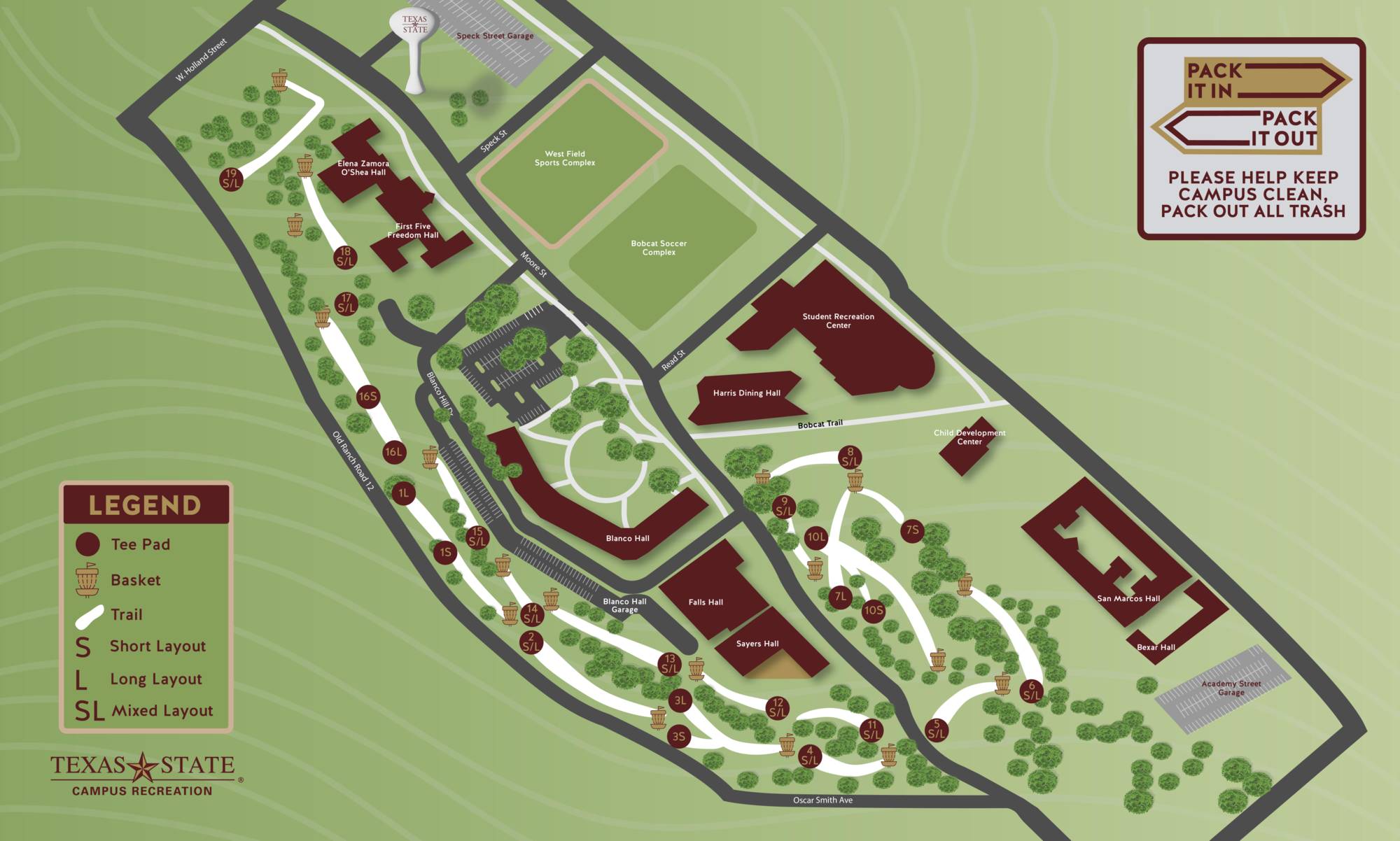 Graphic map of the disc golf course