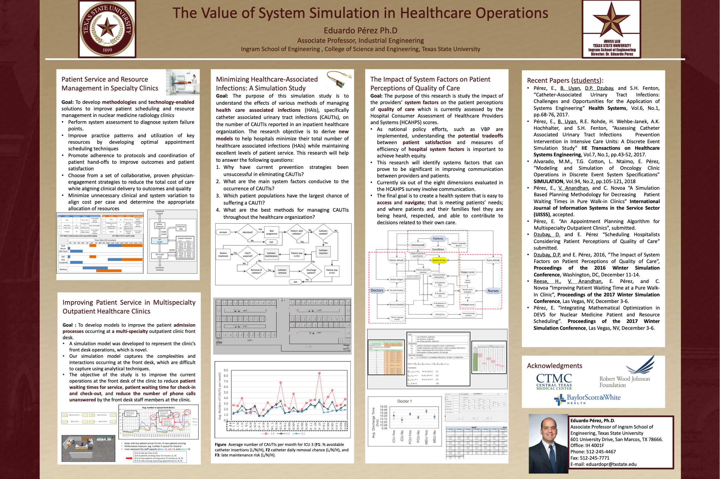 Graphic of poster winner 3 titled: The Value of System Simulation in Healthcare Operations.