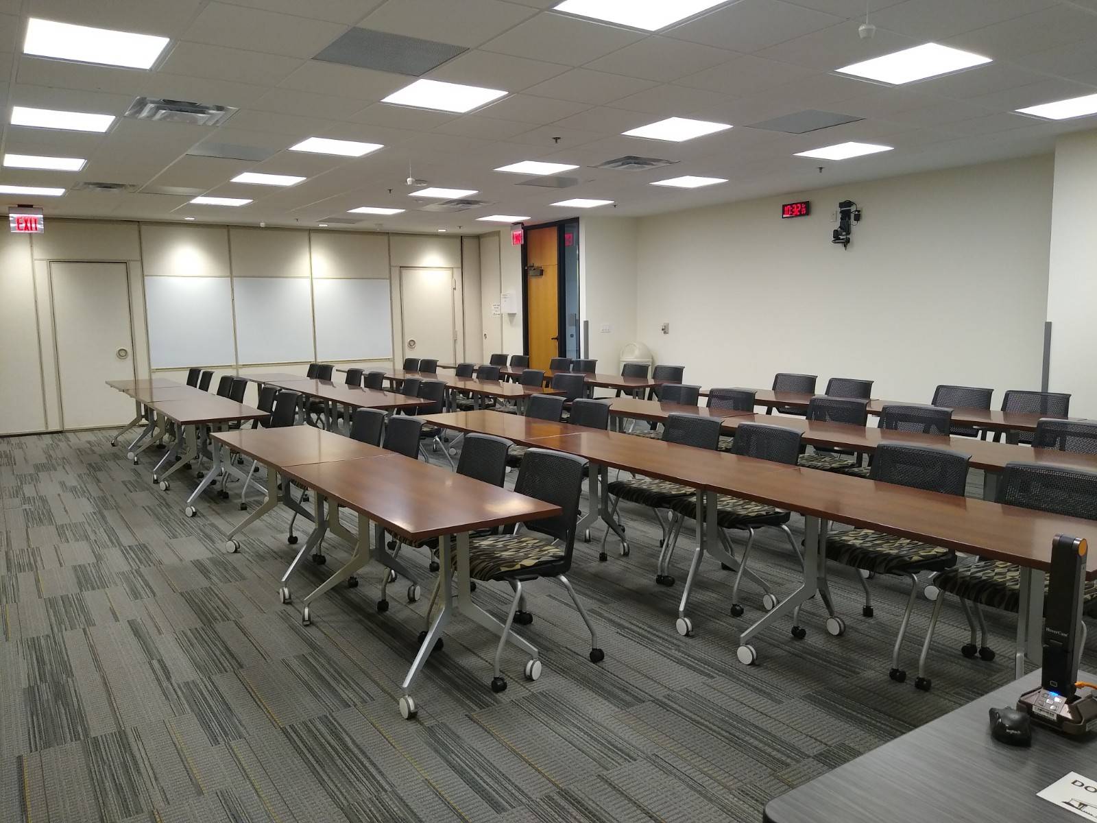 tables in seminar style setup front perspective