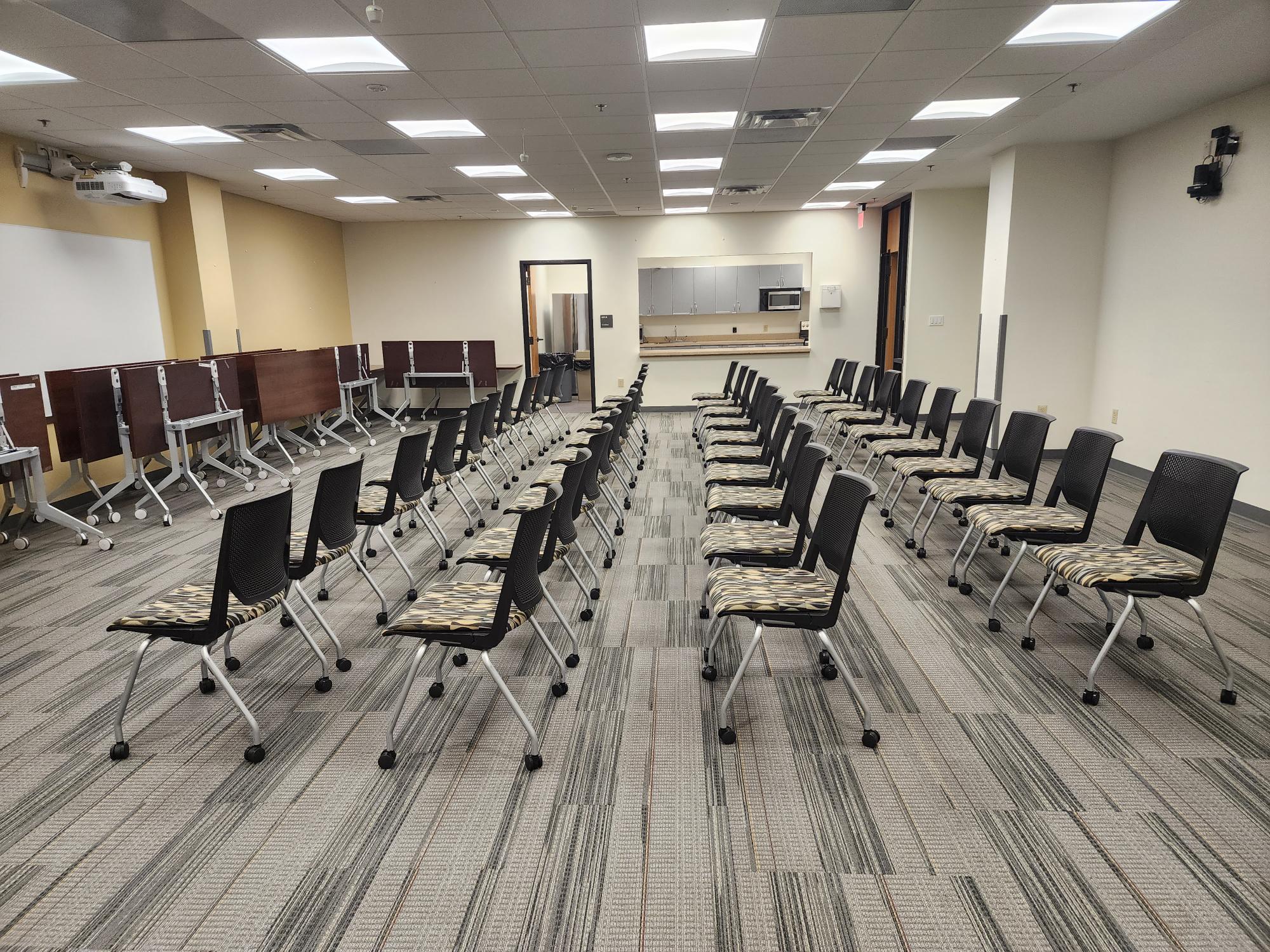 Conference halls with chairs in rows