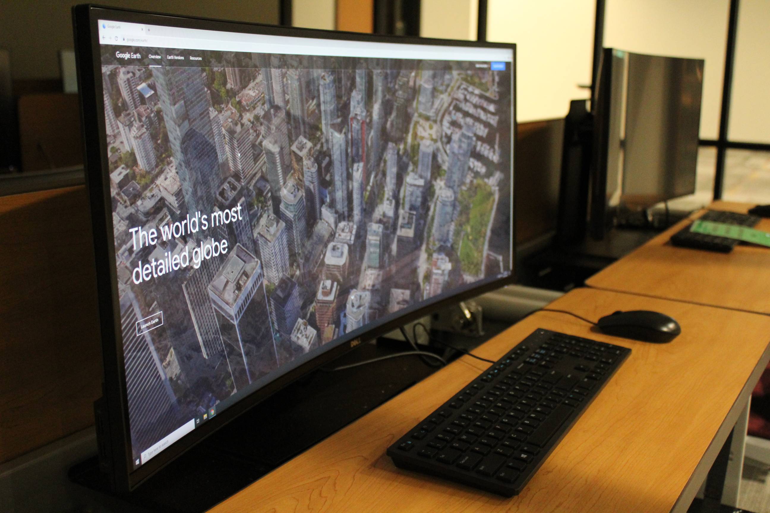curved monitor on a desk
