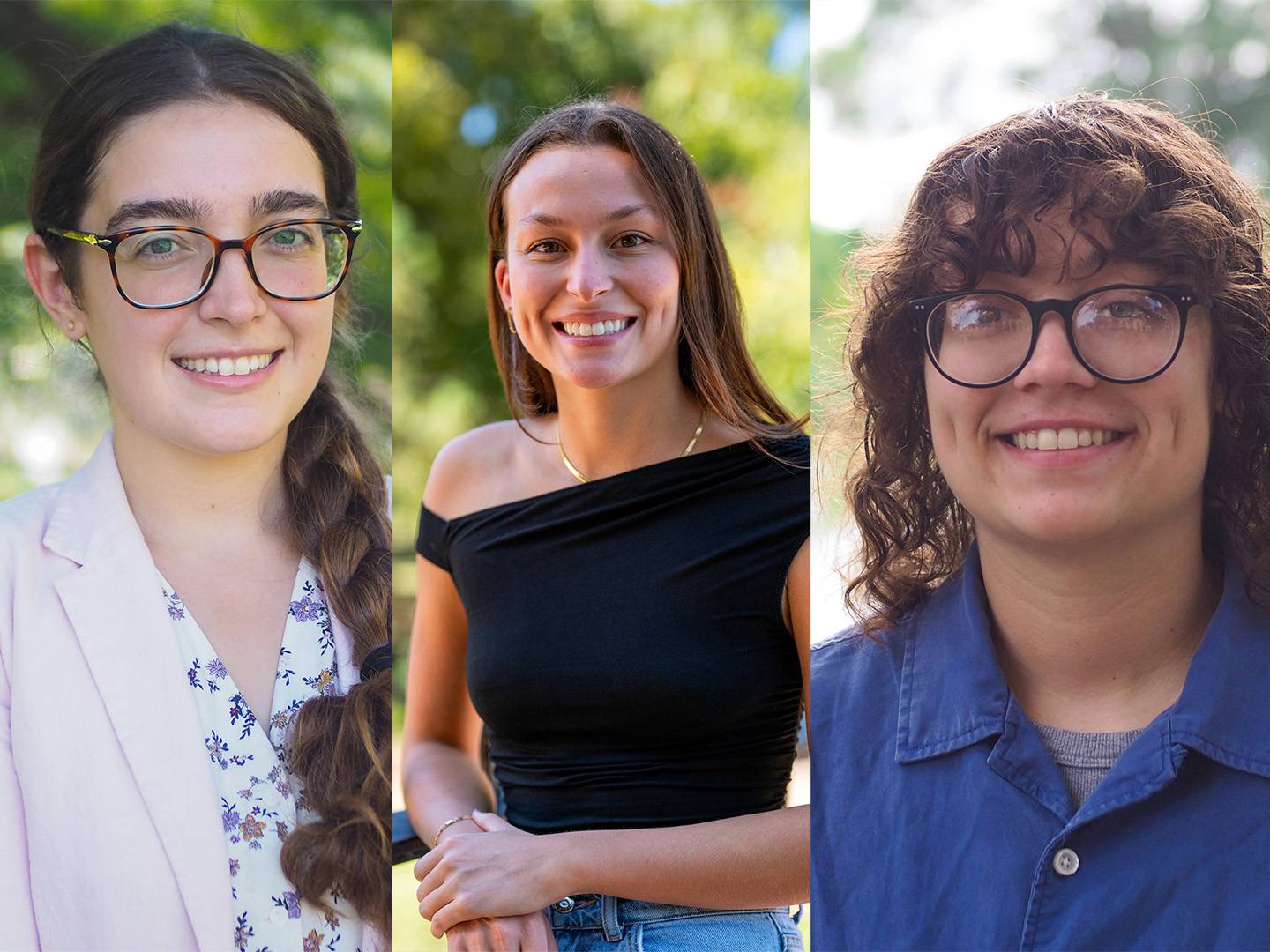 Headshots of Melodi Edizer, Isabella Changsut, and Greyson Fruge.