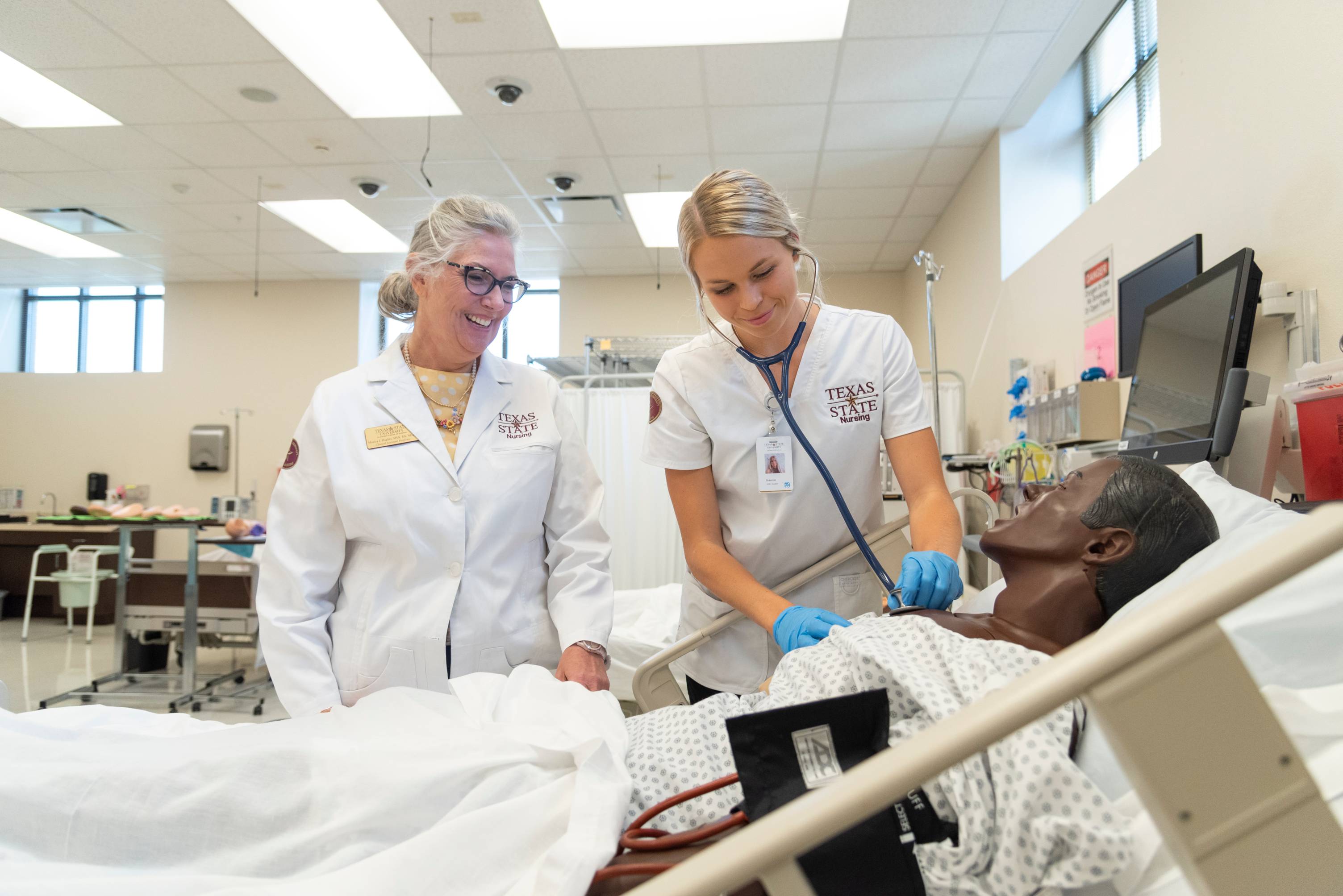 students in a nursing lab