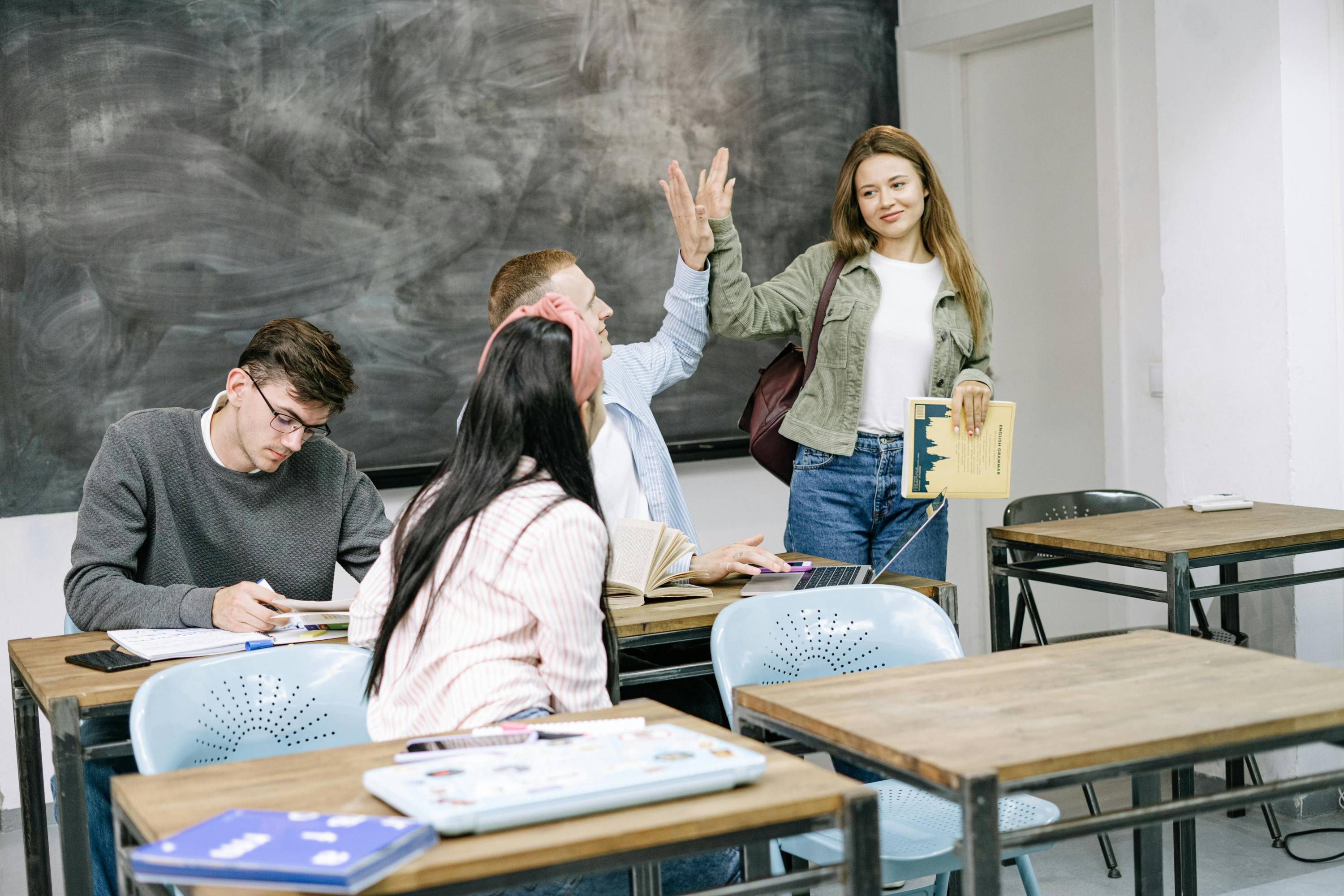 Classroom with students collaborating