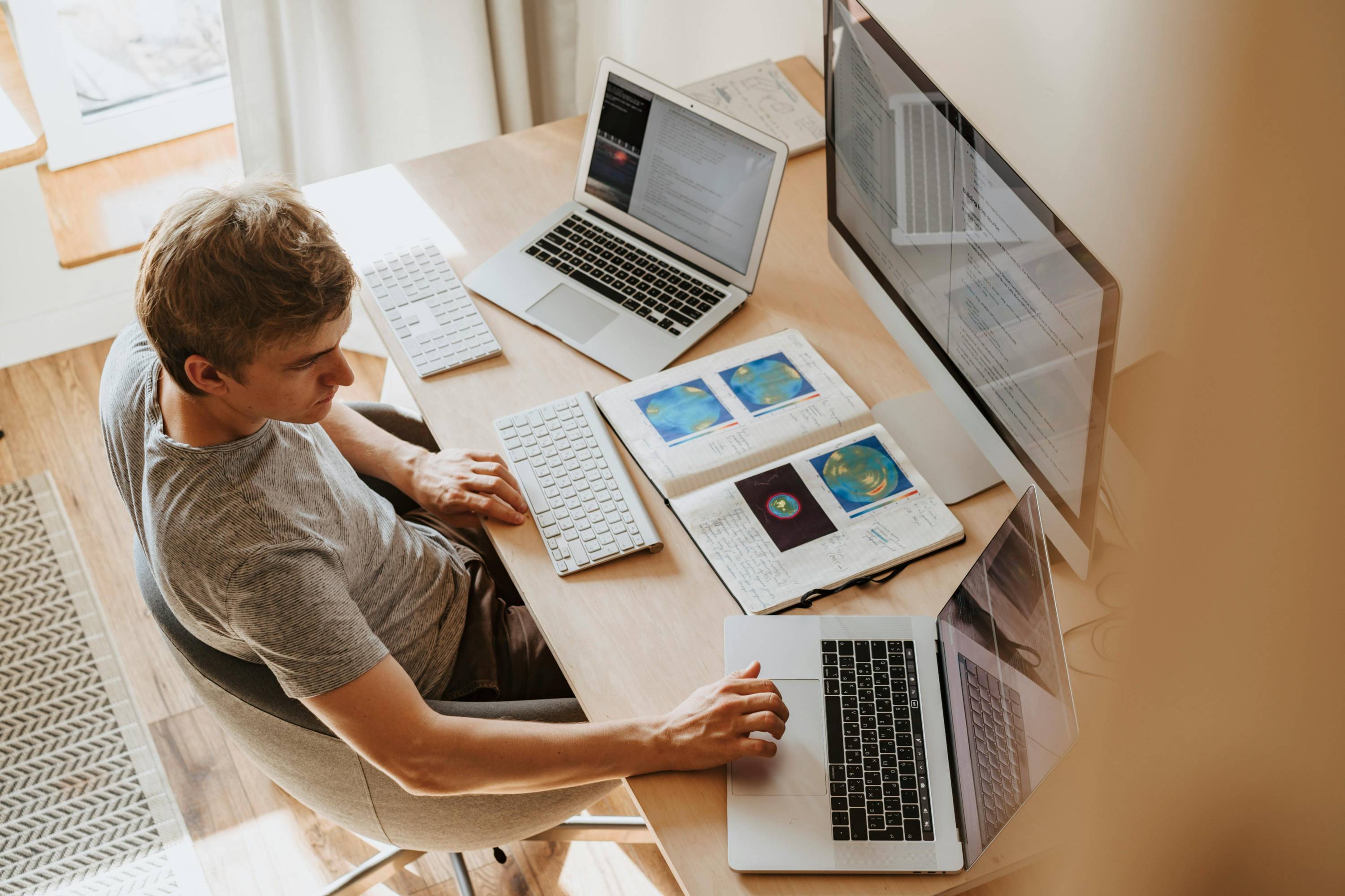 A student on the computer reviewing medical coding material