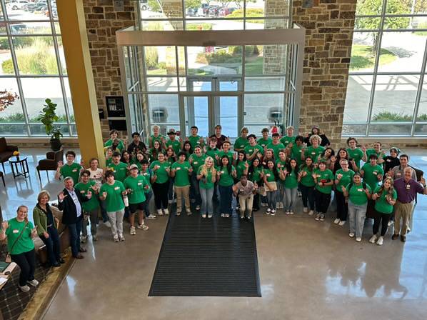 students in the lobby of McCoy