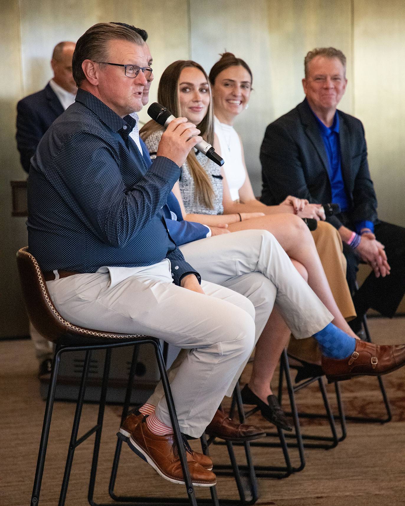 A panel of employers speak to students at the Elevate Employability Summit.