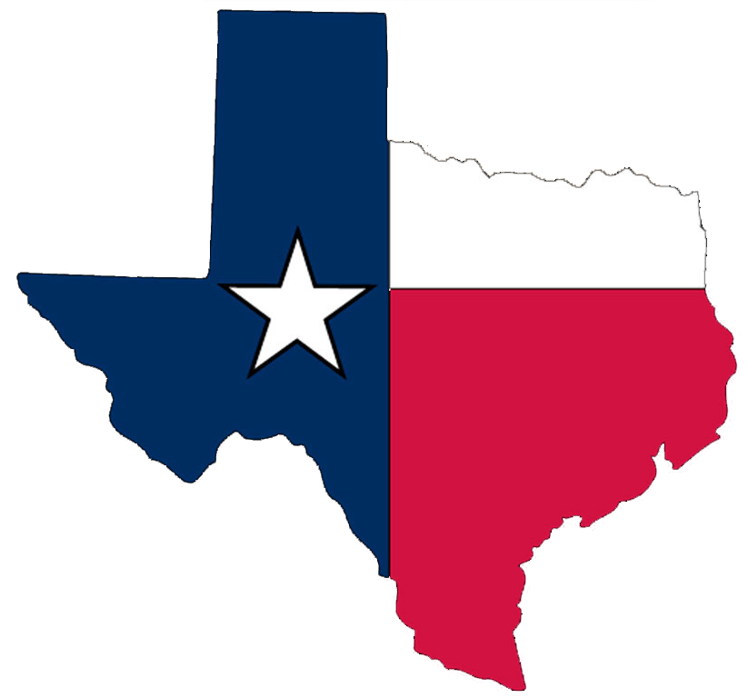 outline of Texas with flag