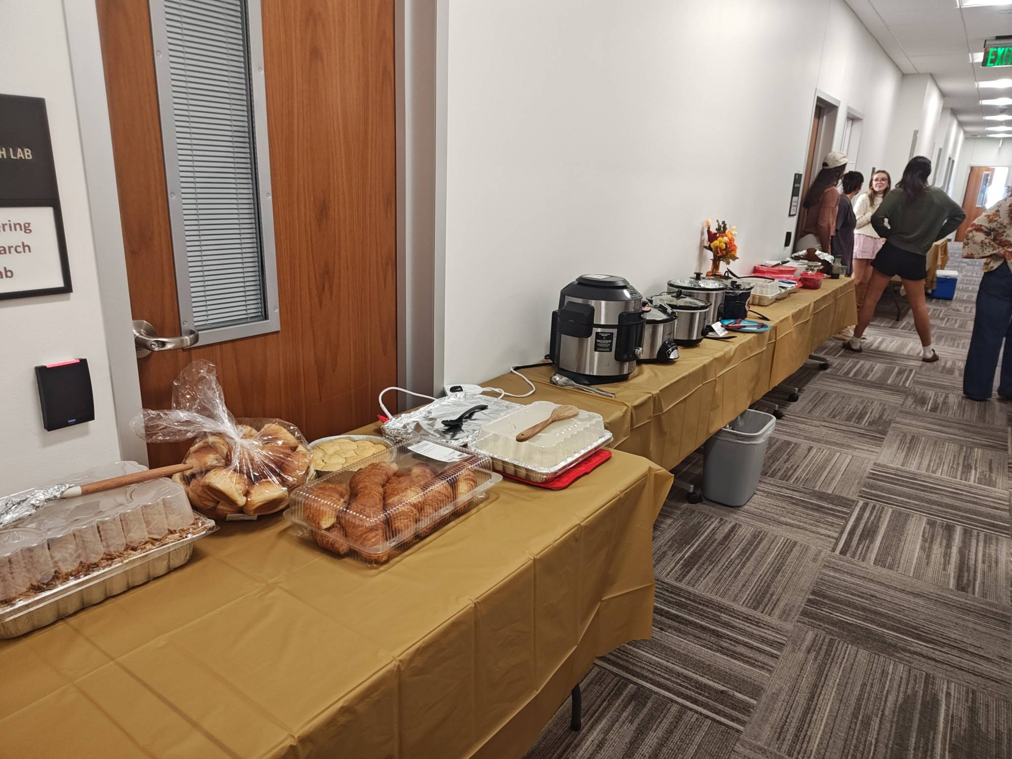 Setting up the tables for the potluck