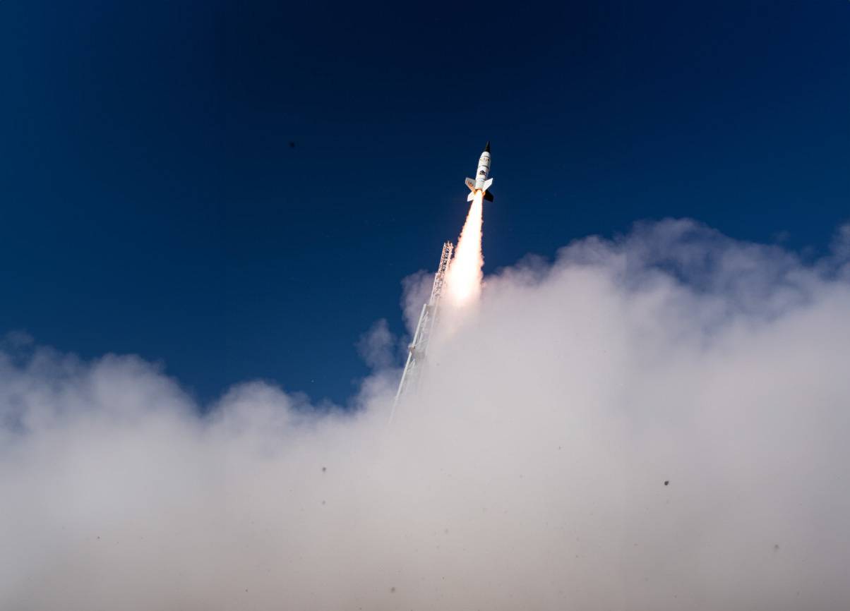 a rocket launching into space