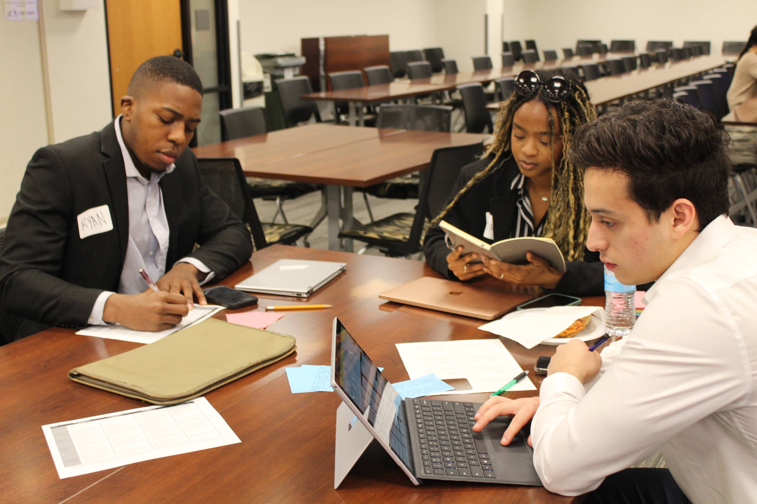 students working before presentation
