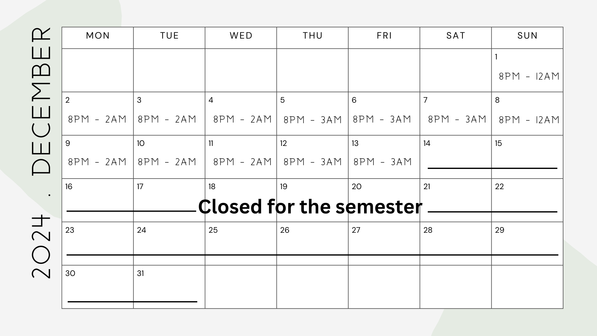 Nov 2024 Schedule 