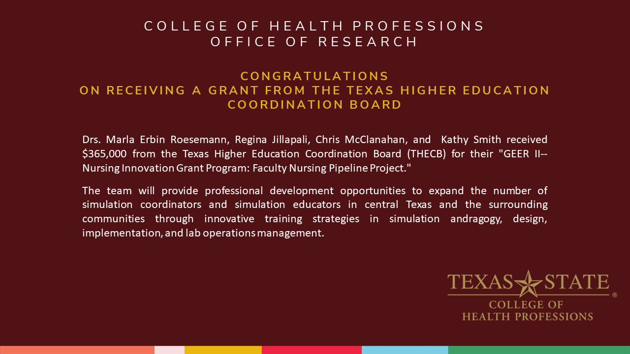 Congratulations on receiving a grant from the Texas Higher Education Coordination Board