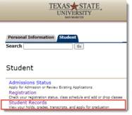 Tesu Transcript Request Viewing Registration Holds : TXST One Stop : Texas State University