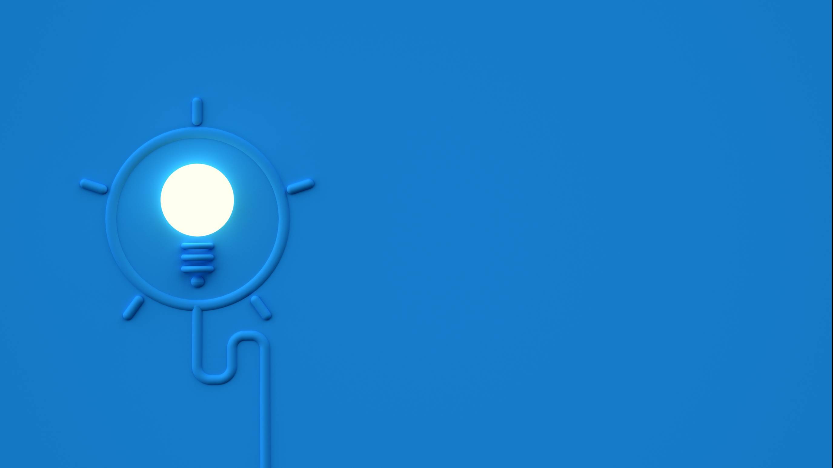 lightblub on blue background signifying an idea