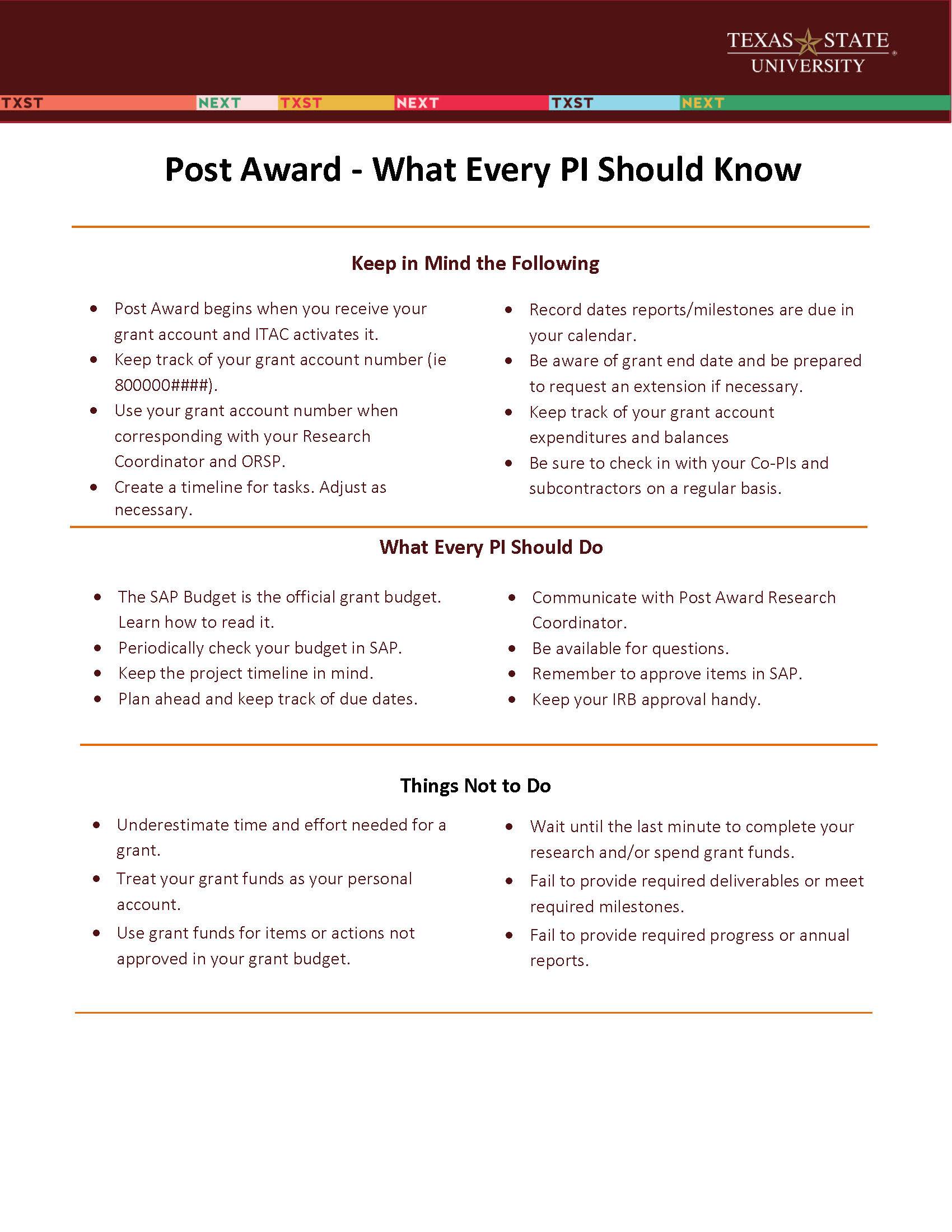 post award basics