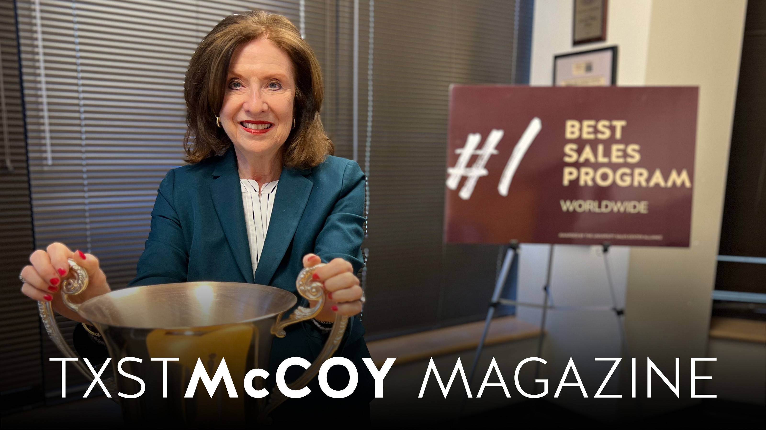 Vicki West with text overlay that reads, "TXST McCoy Magazine"