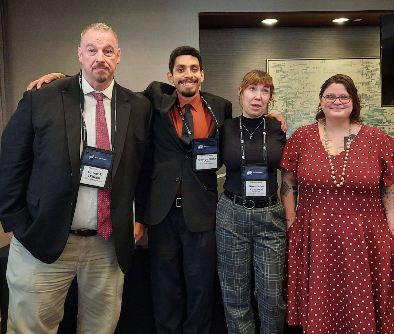 Left to right: Gilbert F. O'Brien, George Garza, Gwendelyn Kovaleski, and Gemini Creason-Parker