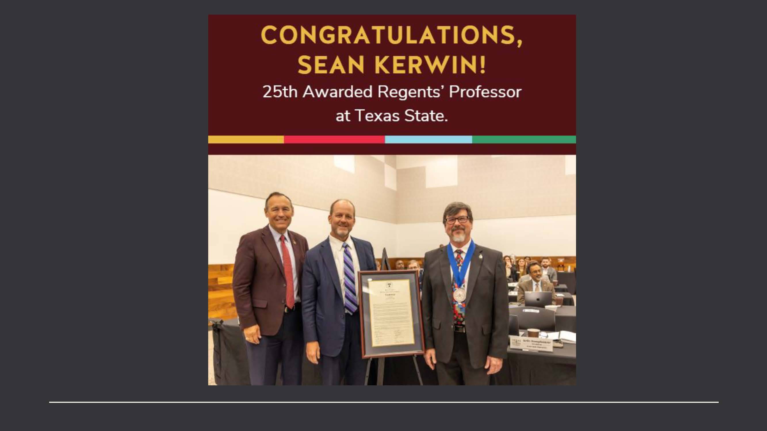 Sean Kerwin - Awarded Regents' Professor