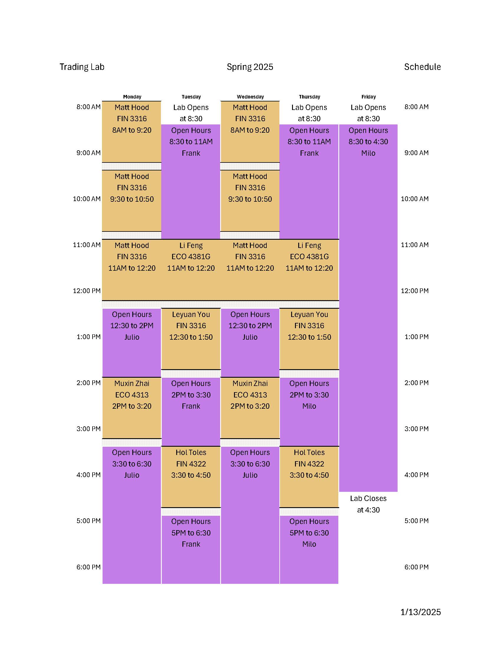 Lab Schedule