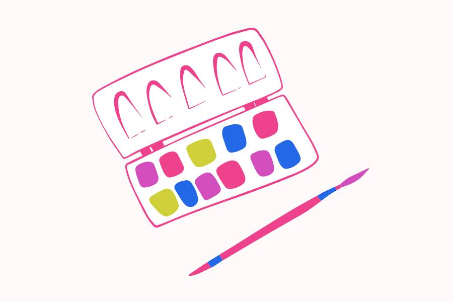 Paint palette and paint brush