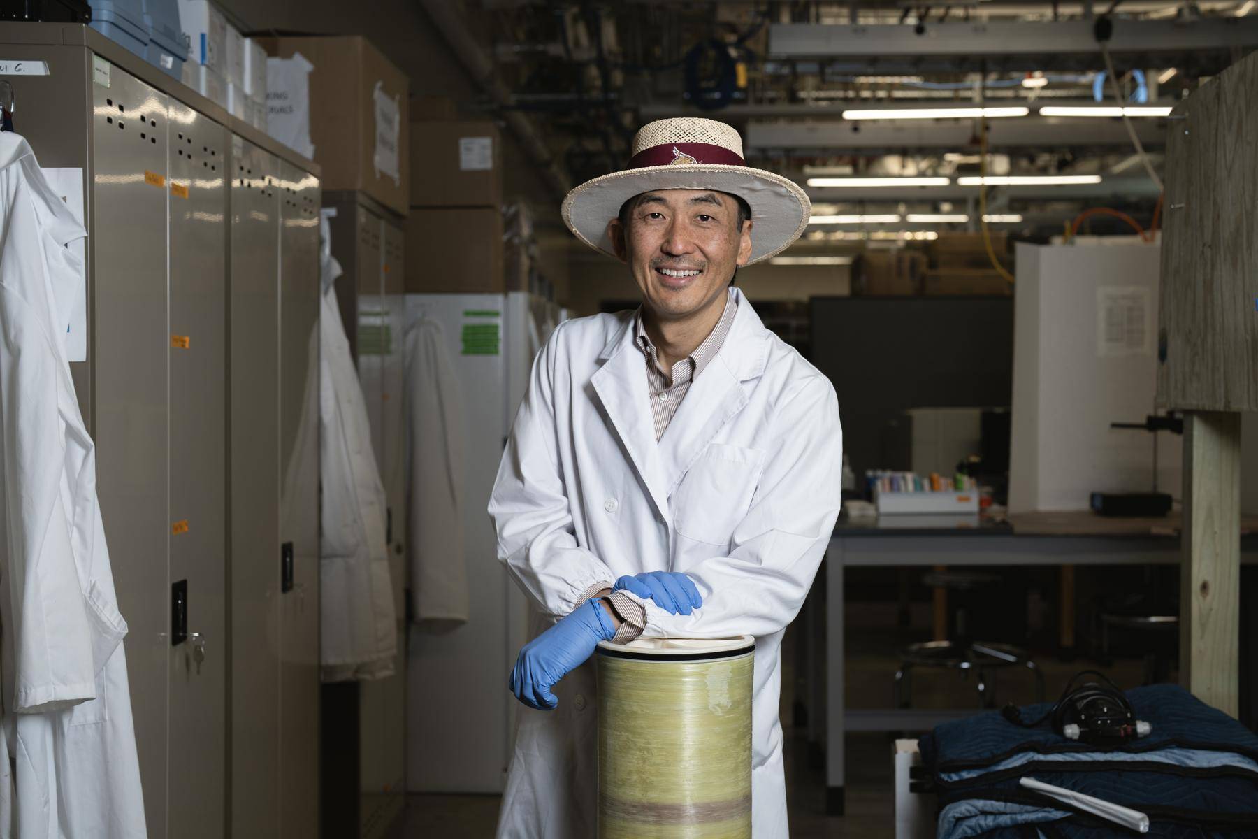 Dr. Keisuke Ikehata in his lab at Texas State University.