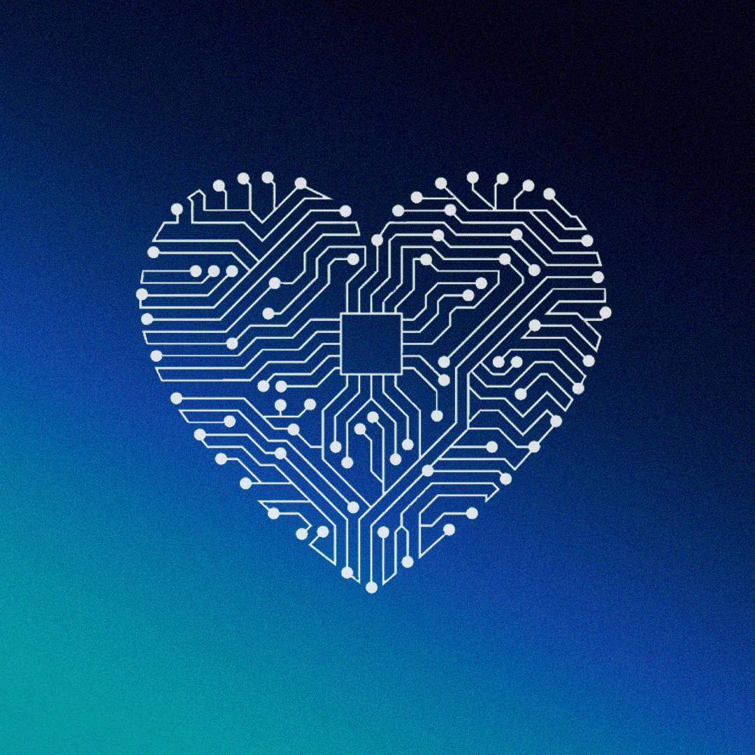 image of a circuit board shaped like a heart