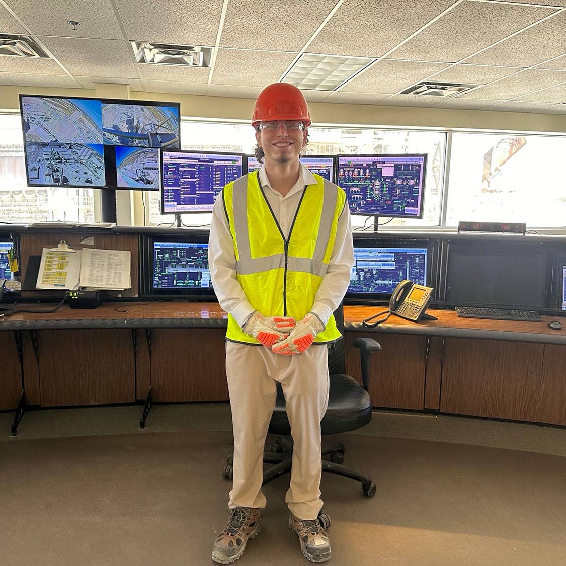 Jake Padilla poses for a picture in the Capitol Aggregates office.