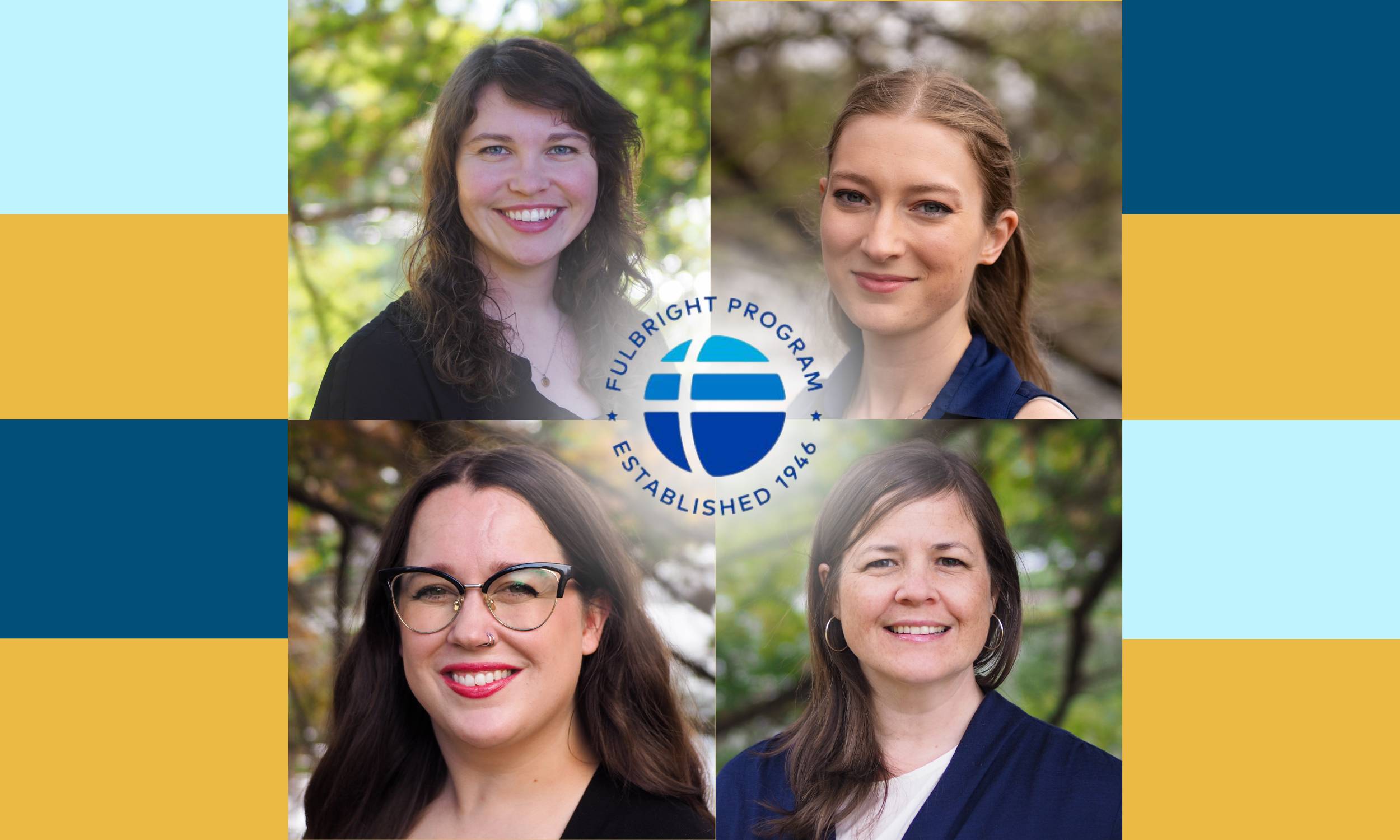 4 headshots of the Fulbright awardees in a square collage