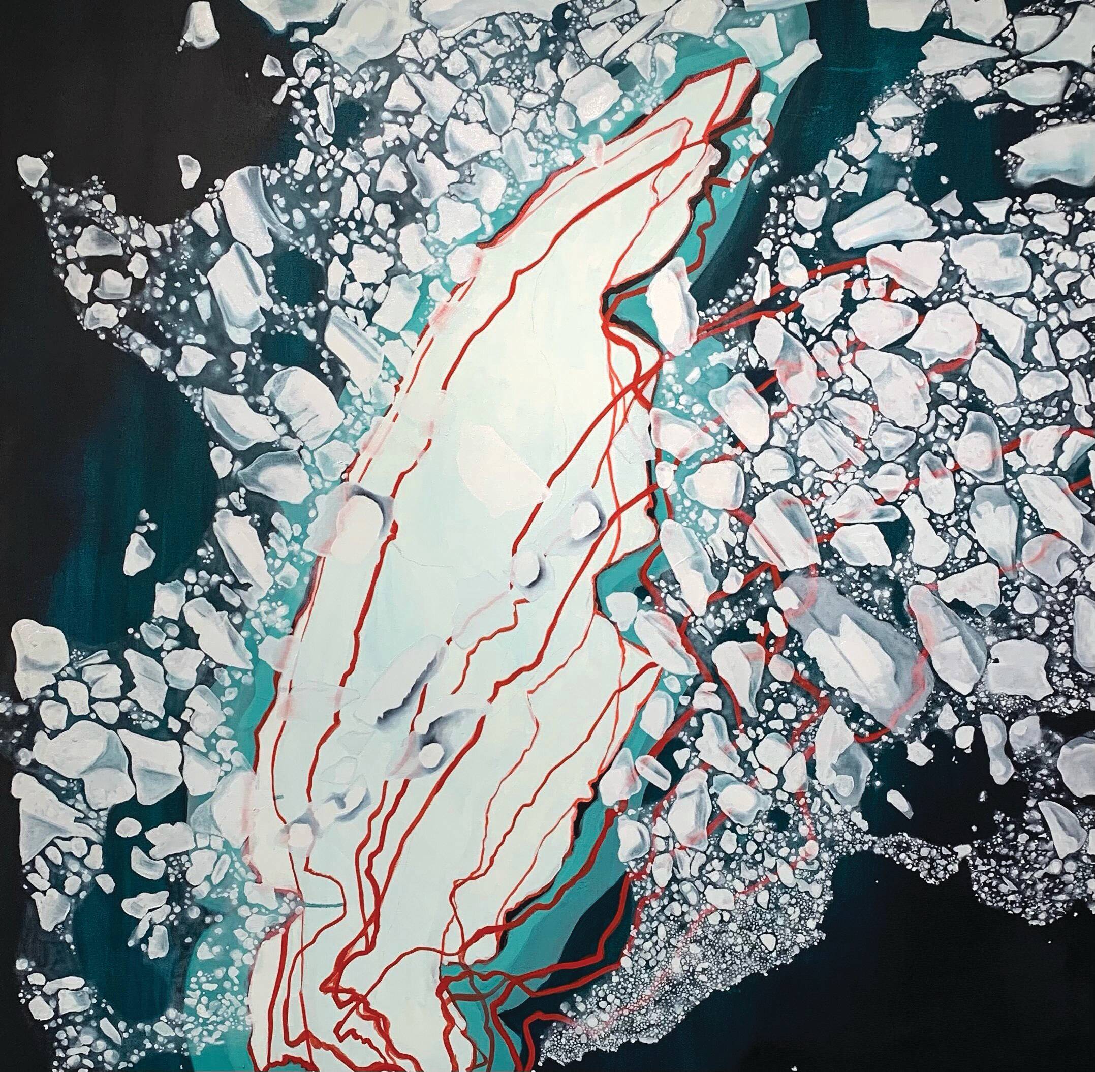 Oiil painting of glacier melt