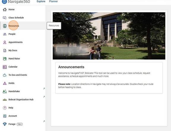 image of NavigateTXST student home page.