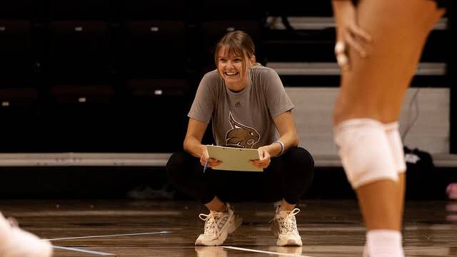 Charli Fouts coaching Texas State volleyball