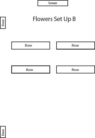 Line diagram layout for events in Flowers hall for lecture events
