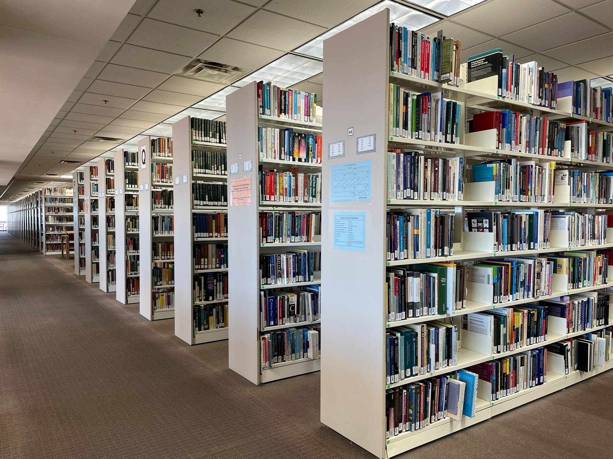 Ranges of book shelves