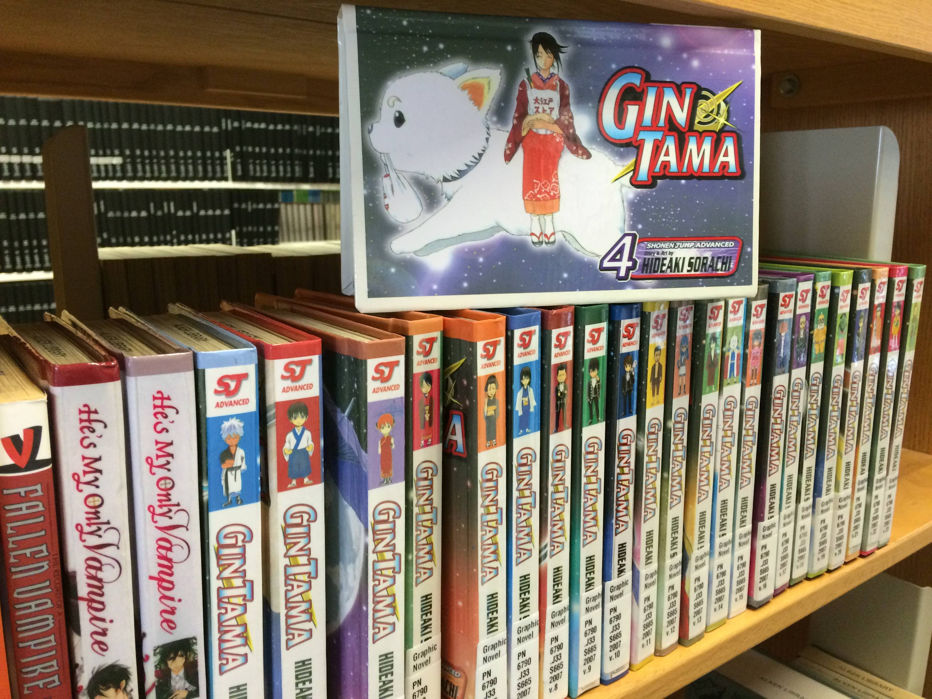 Shelving containing books