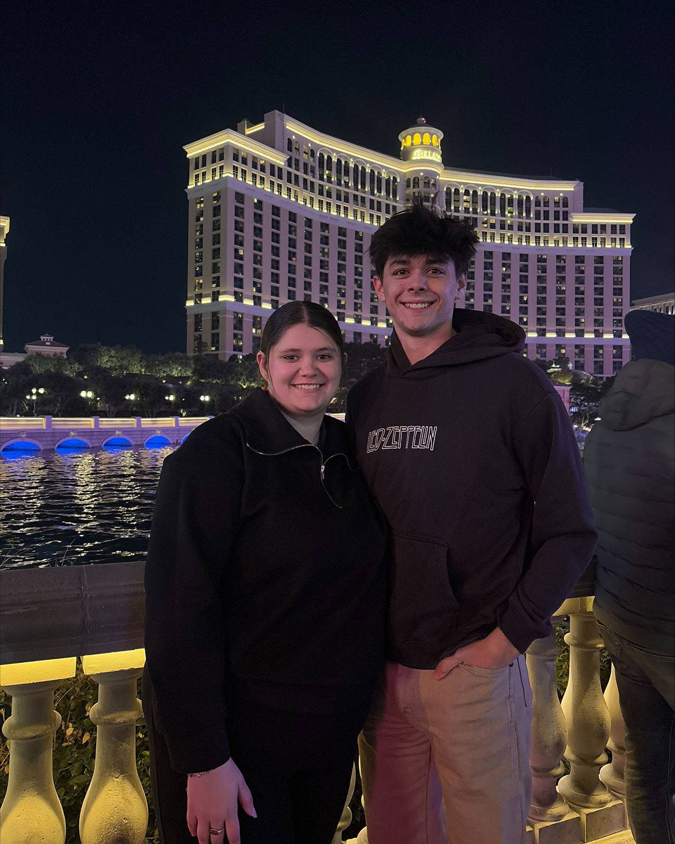 Claire Puckett (left) poses for a photo with best friend Jarett Castillo in Las Vegas.