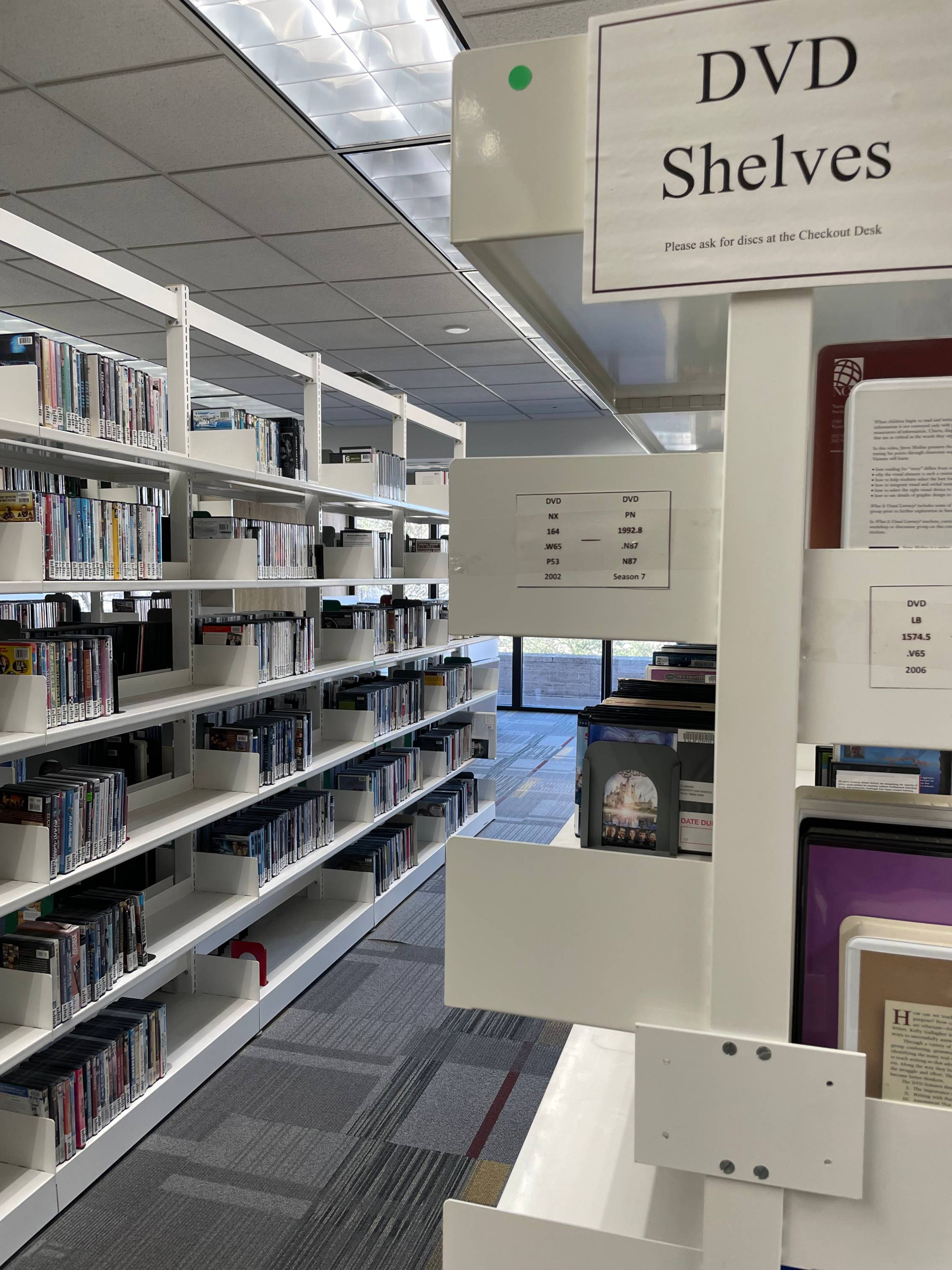 Shelves with DVDs and CDs
