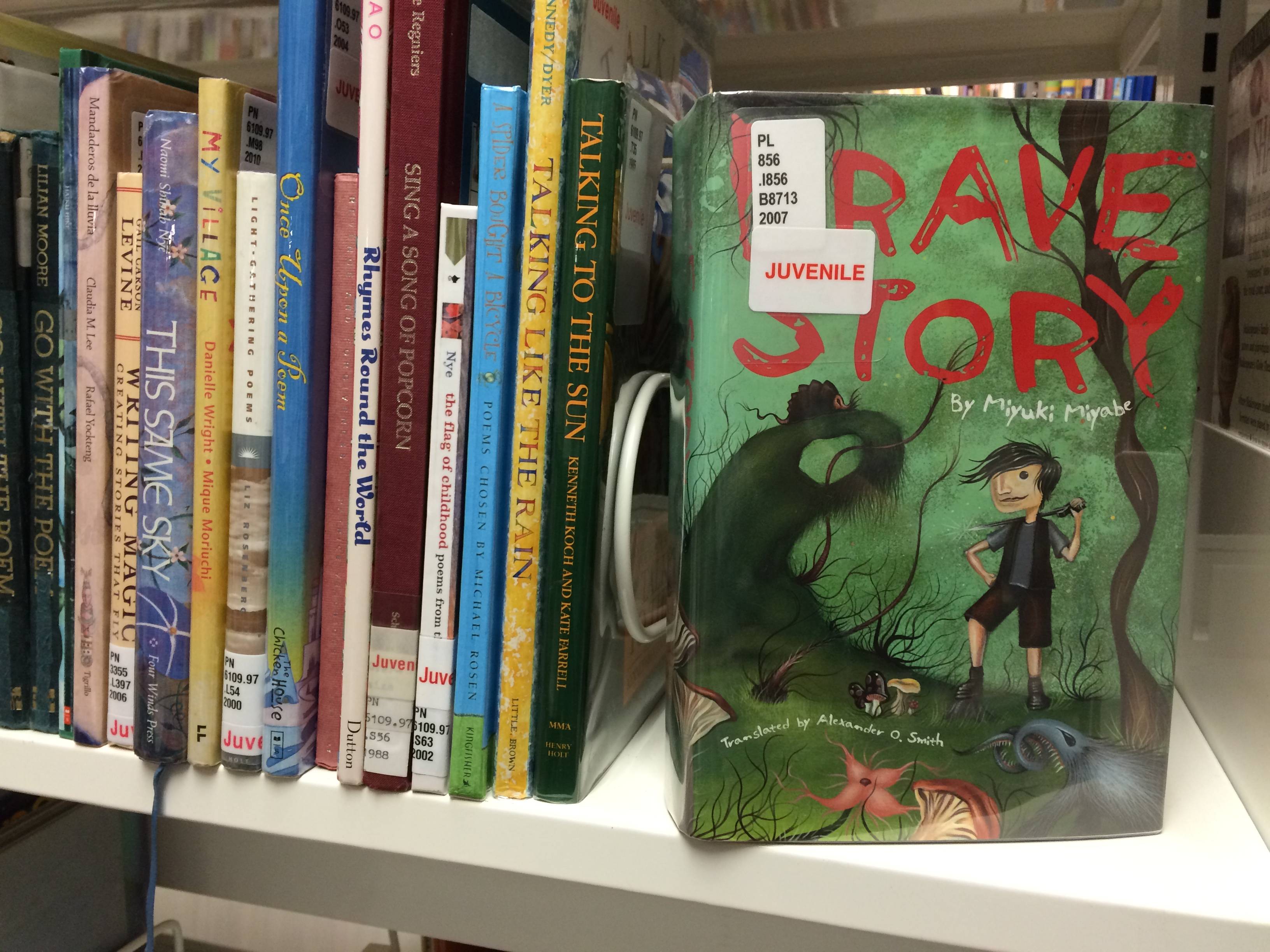 Shelves containing juvenile books